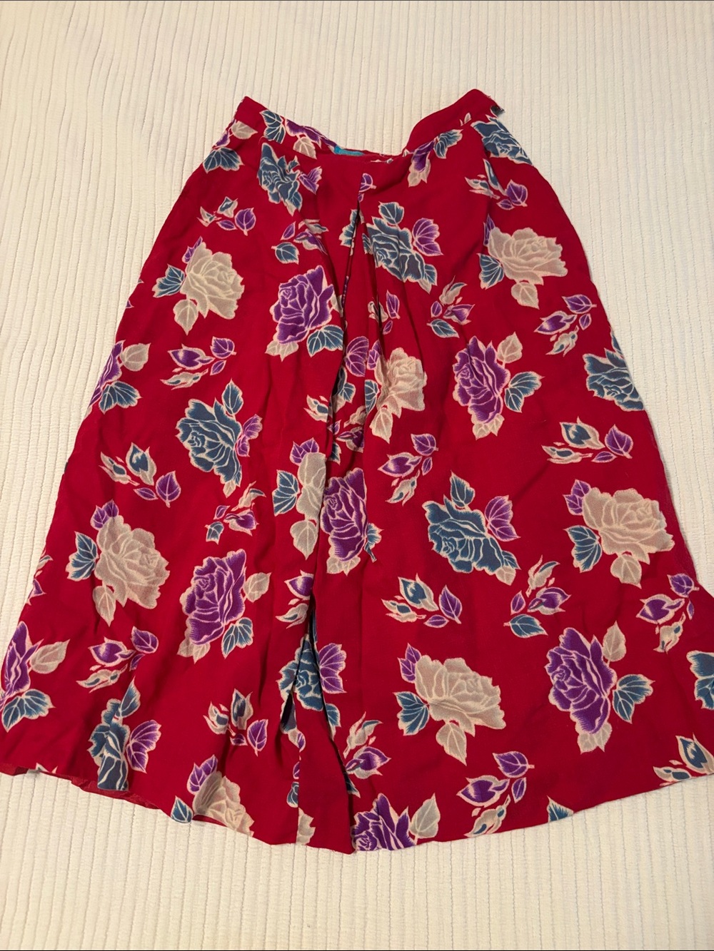 Gorgeous Vintage Cacharel Red Floral Midi Skirt